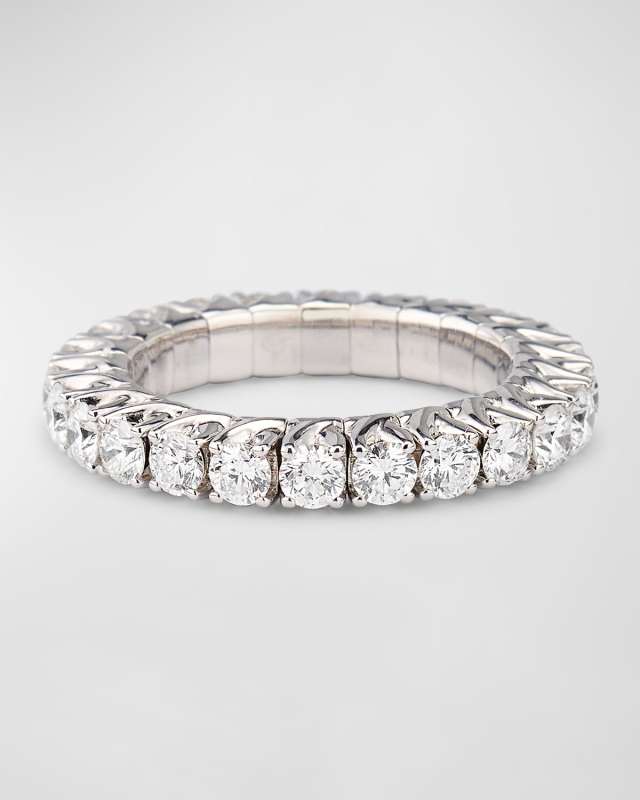 18K White Gold Xpandable Diamond Ring, Size 6.5 - 9.5